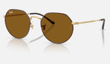 Ray-Ban Jack RB3565 — Matte Havana on Matte Arista Gold / Brown — quarter view