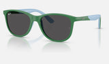Ray-Ban Junior RJ9077SF — Green on Rubber Light Blue / Dark Grey — quarter view