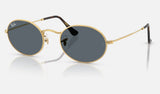 Ray-Ban Oval RB3547N — Arista Gold / Blue — quarter view