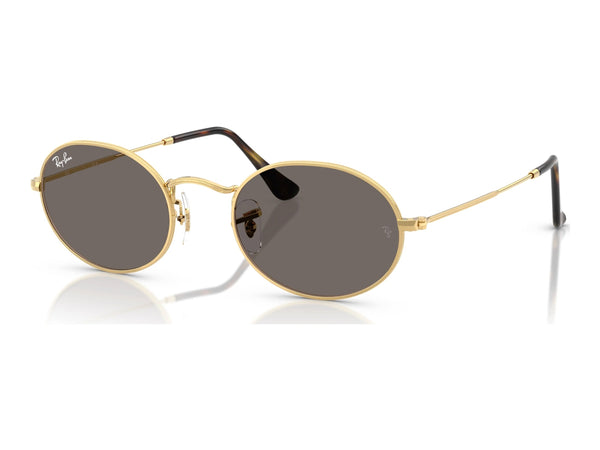 Ray-Ban Oval RB3547N — Arista Gold / Dark Grey — quarter view