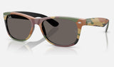 Ray-Ban New Wayfarer RB2132 — Black & Green Camuflage / Dark Grey — quarter view