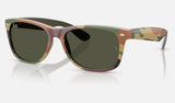 Ray-Ban New Wayfarer RB2132 — Green & Green Camuflage / Green — quarter view
