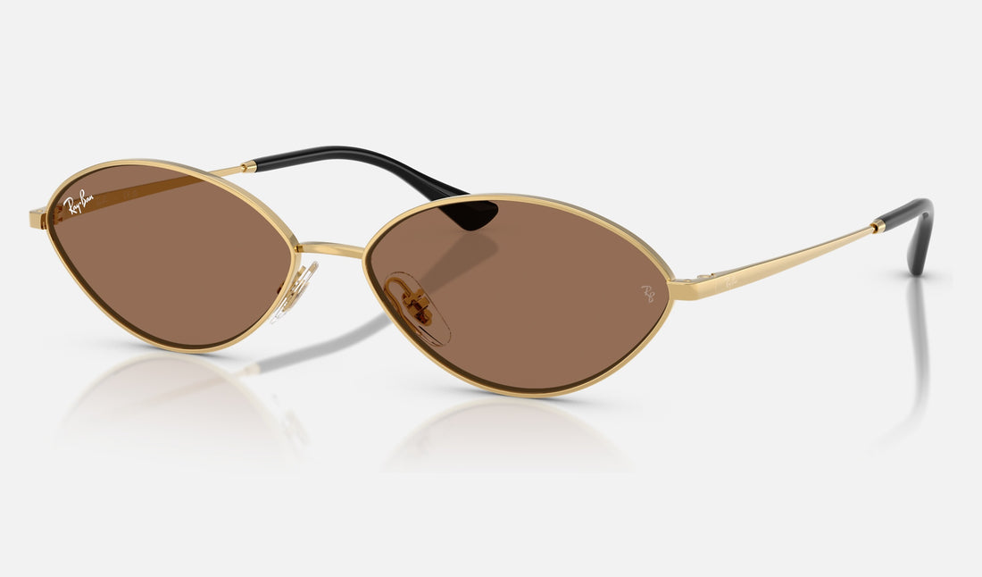 Ray-Ban Kai RB3757 — Gold / Dark Brown — quarter view