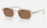 Ray-Ban Zuri RB4455 — Cloudy Warm White / Dark Brown — quarter view