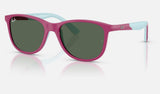 Ray-Ban Junior RJ9077S — Fucsia & Rubber Azzurre / Dark Green — quarter view