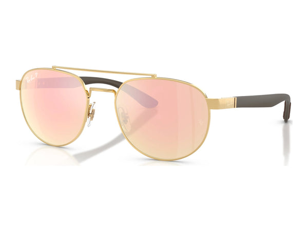 Ray-Ban RB3736CH — Arista Gold / Orange Mirror Pink Polarized+ — quarter view