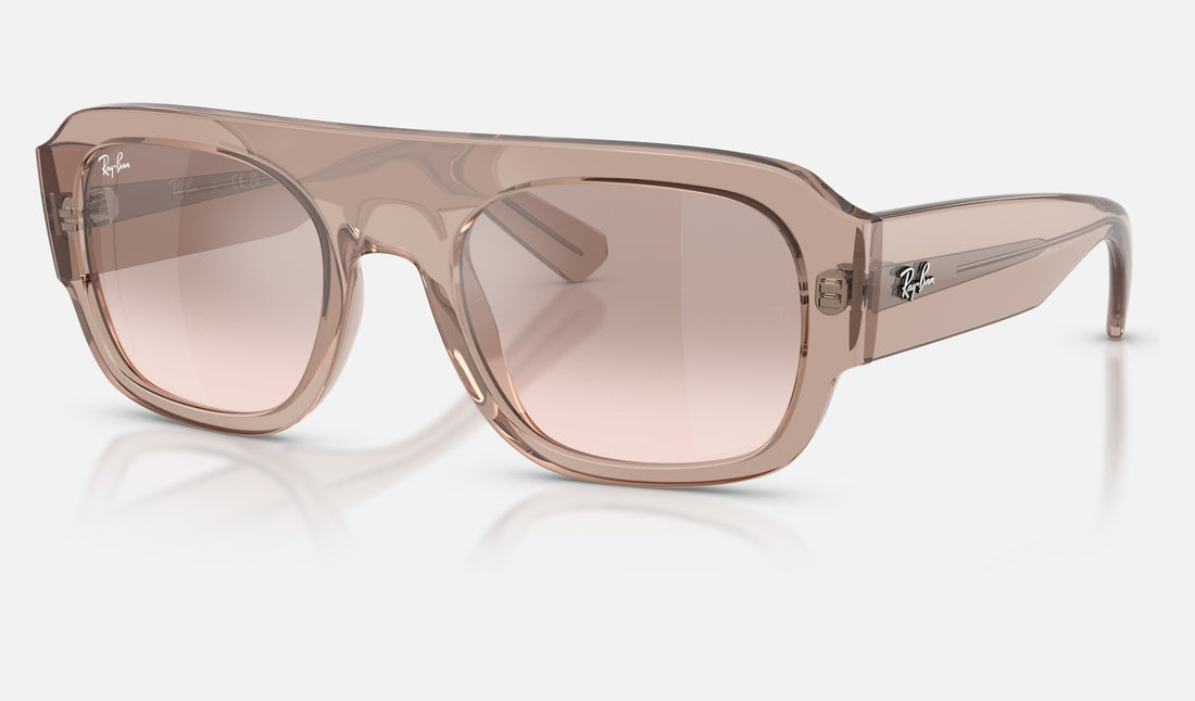 Ray-Ban RB2218 — Transparent Light Brown / Brown Mirror Silver Gradient — quarter view