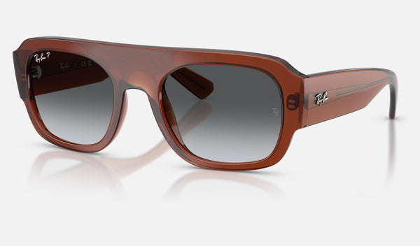 Ray-Ban RB2218 — Transparent Brown / Grey Gradient Polarized — quarter view