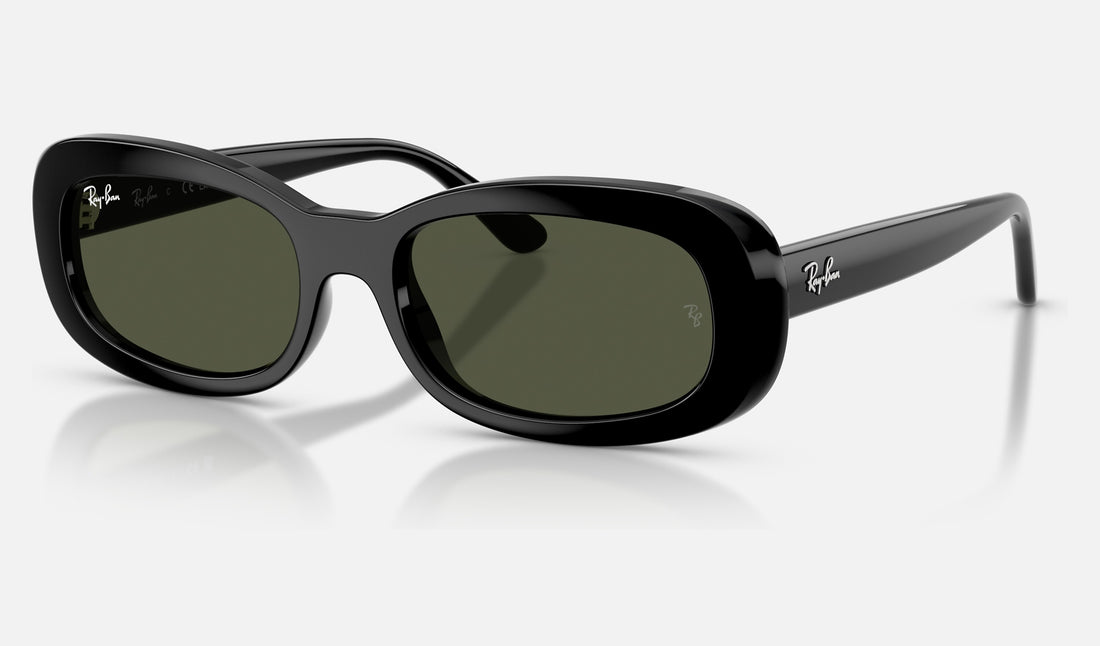 Ray-Ban RB2221 — Black / Green — quarter view