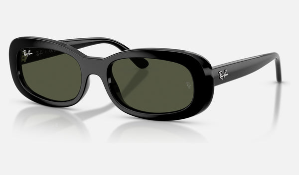 Ray-Ban RB2221 — Black / Green — quarter view