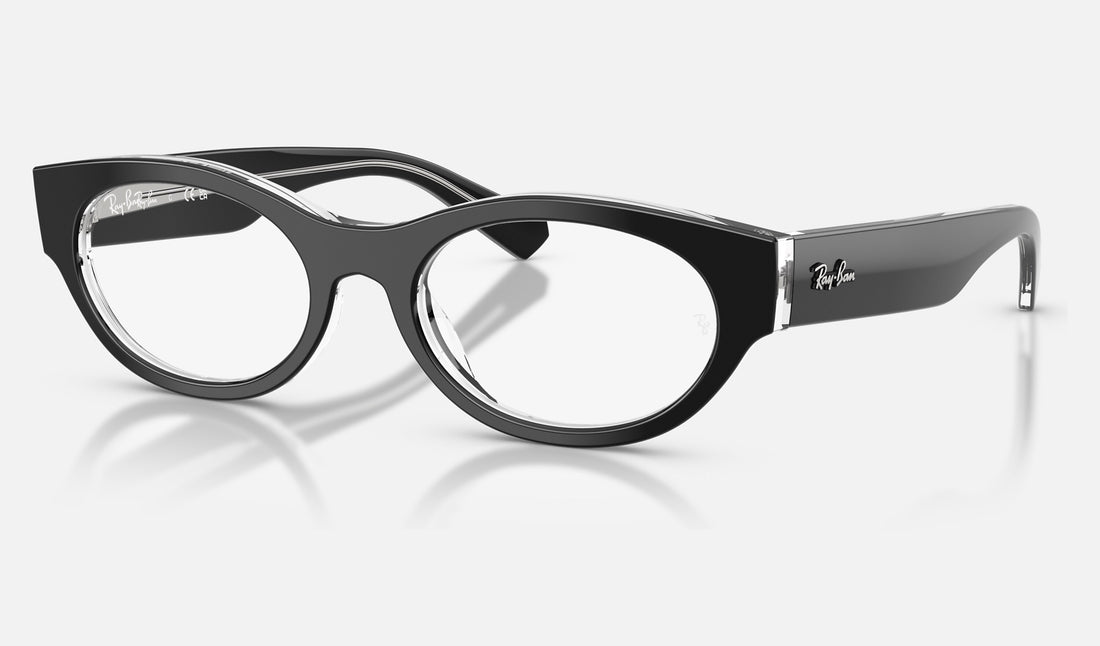 Ray-Ban RX5447 — Black on Transparent — quarter view