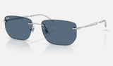 Ray-Ban RB3768 — Silver / Dark Blue — quarter view
