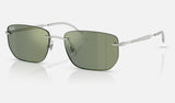 Ray-Ban RB3768 — Silver / Green Mirror Green — quarter view