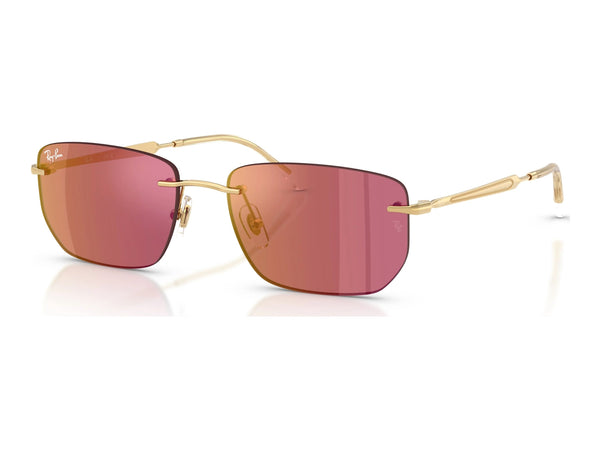 Ray-Ban RB3768 — Arista Gold / Dark Violet Mirror Red — quarter view