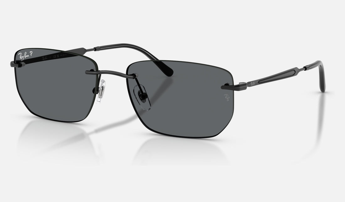 Ray-Ban RB3768 — Black / Dark Grey Polarized — quarter view