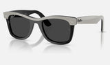 Ray-Ban Wayfarer RB2240 — Grey on Black / Polarized Black — quarter view