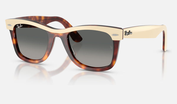 Ray-Ban Wayfarer RB2240 — Beige on Havana / Gradient Grey — quarter view