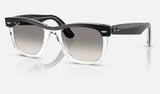 Ray-Ban Wayfarer RB2240 — Black on Transparent / Clear Gradient Grey — quarter view