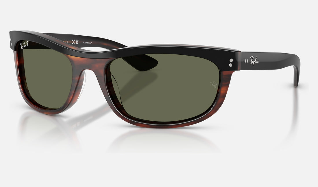 Ray-Ban Balorama RB2489 — Black on Havana / Green Polarized — quarter view