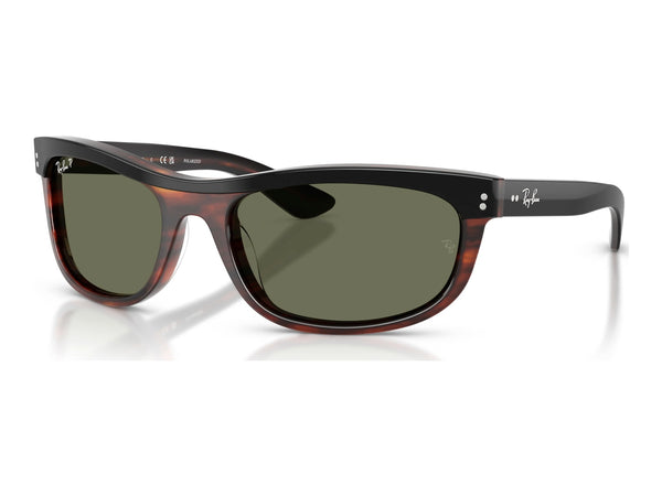 Ray-Ban Balorama RB2489 — Black on Havana / Green Polarized — quarter view