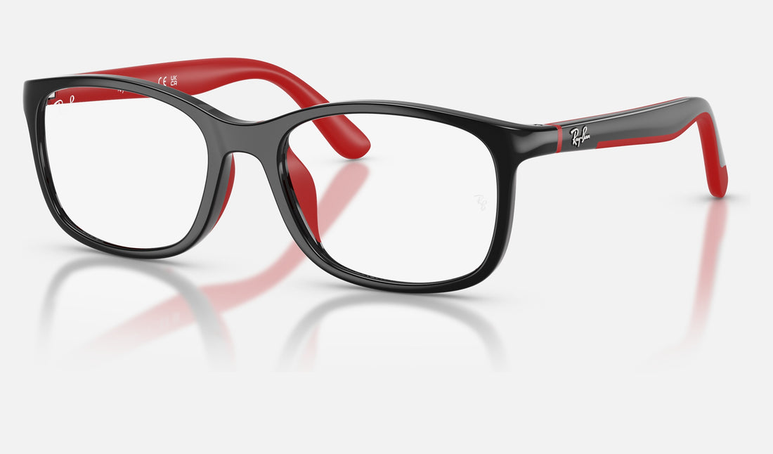 Ray-Ban Junior RY1644 — Black on Rubber Red — quarter view