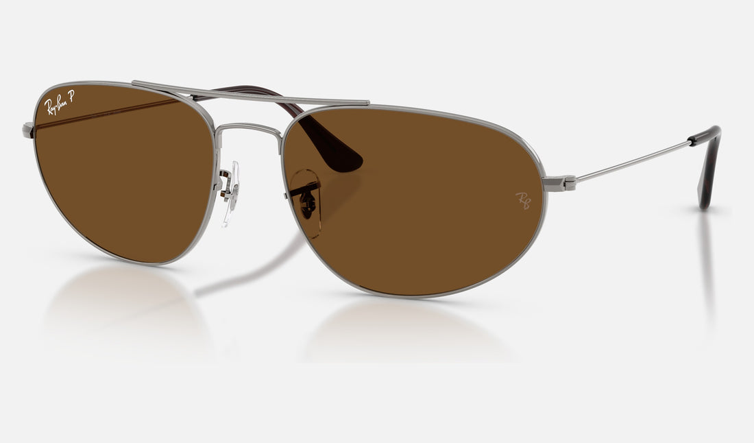 Ray-Ban RB3945 — Gunmetal / Brown Polarized — quarter view