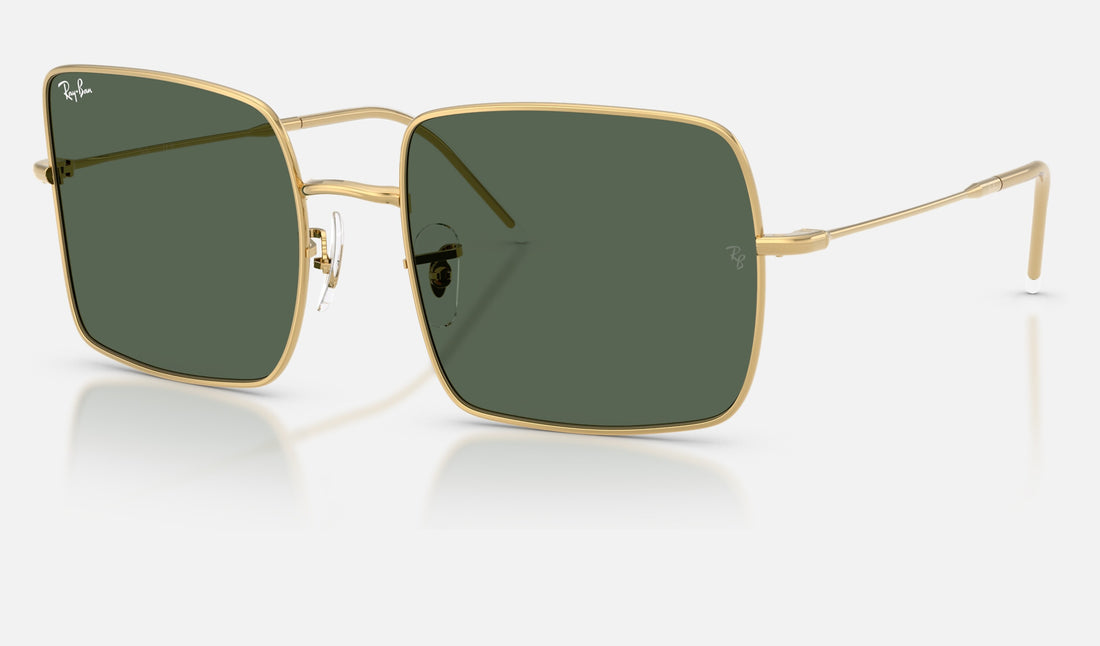 Ray-Ban Square Reverse RBR0104S — Arista Gold / Dark Green — quarter view