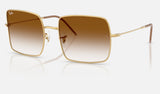 Ray-Ban Square Reverse RBR0104S — Arista Gold / Clear Gradient Brown — quarter view