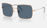 Ray-Ban Square Reverse RBR0104S — Rose Gold / Dark Blue — quarter view