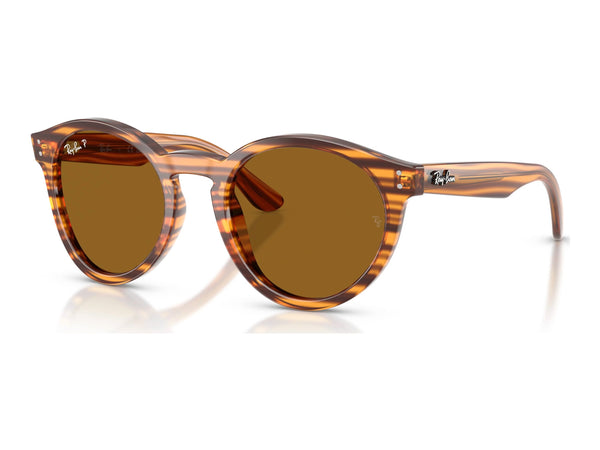 Ray-Ban RBR0505S — Striped Havana / Dark Brown Polarized — quarter view