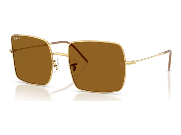 Ray-Ban Square Reverse RBR0104S — Arista Gold / Dark Brown Polarized — quarter view