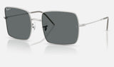 Ray-Ban Square Reverse RBR0104S — Silver / Dark Grey Polarized — quarter view