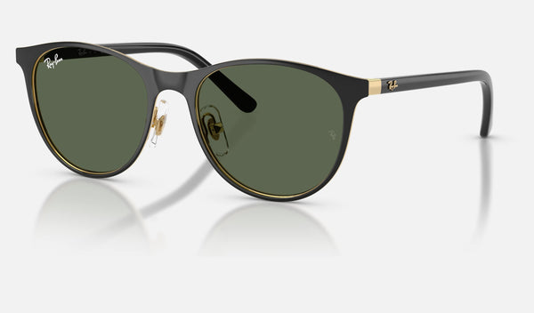 Ray-Ban Junior RJ9552S — Black on Gold / Dark Green — quarter view
