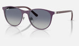 Ray-Ban Junior RJ9552S — Matte Violet on Silver / Grey Gradient Blue — quarter view
