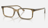 Ray-Ban RX5445F — Striped Green — quarter view