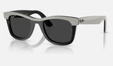 Ray-Ban Wayfarer RB2240F — Grey on Black / Polarized Black — quarter view