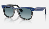 Ray-Ban Wayfarer RB2240F — Blue on Havana / Blue Gradient Grey — quarter view