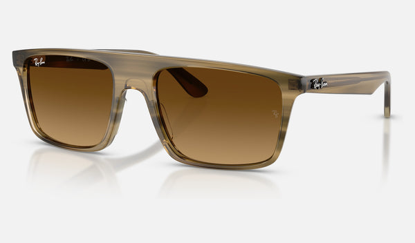 Ray-Ban RB2222F — Striped Green / Gradient Brown — quarter view