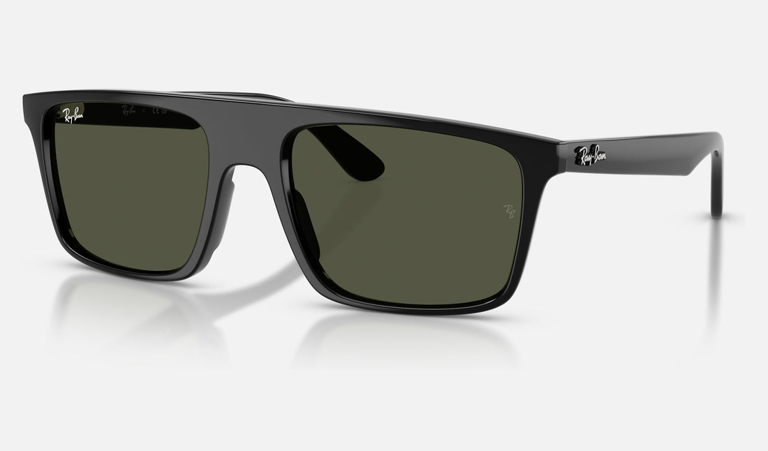 Ray-Ban RB2222F — Black / Green — quarter view