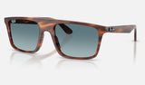 Ray-Ban RB2222F — Striped Havana / Blue Gradient Grey — quarter view