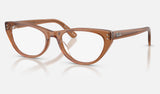 Ray-Ban RX5449D — Transparent Brown — quarter view