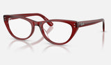 Ray-Ban RX5449D — Transparent Bordeaux — quarter view