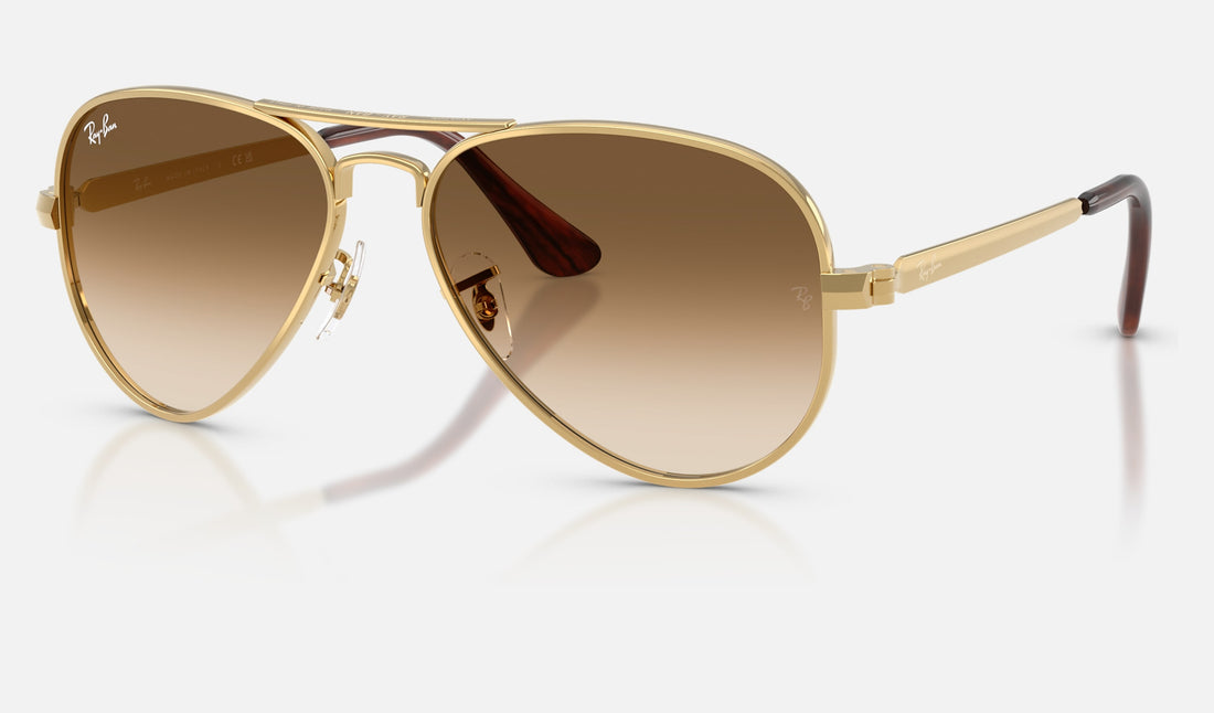 Ray-Ban Aviator Max RB3925 — Arista Gold / Clear Gradient Brown — quarter view