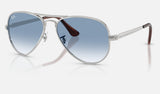 Ray-Ban Aviator Max RB3925 — Silver / Clear Gradient Blue — quarter view