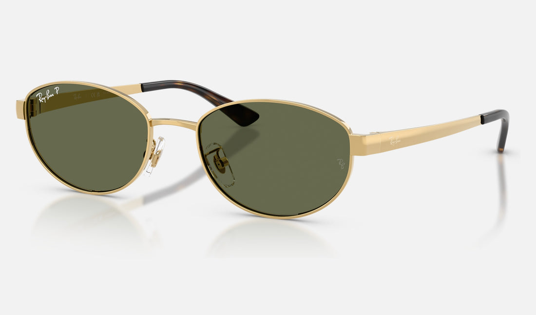 Ray-Ban RB3774D — Arista Gold / Dark Green Polarized — quarter view