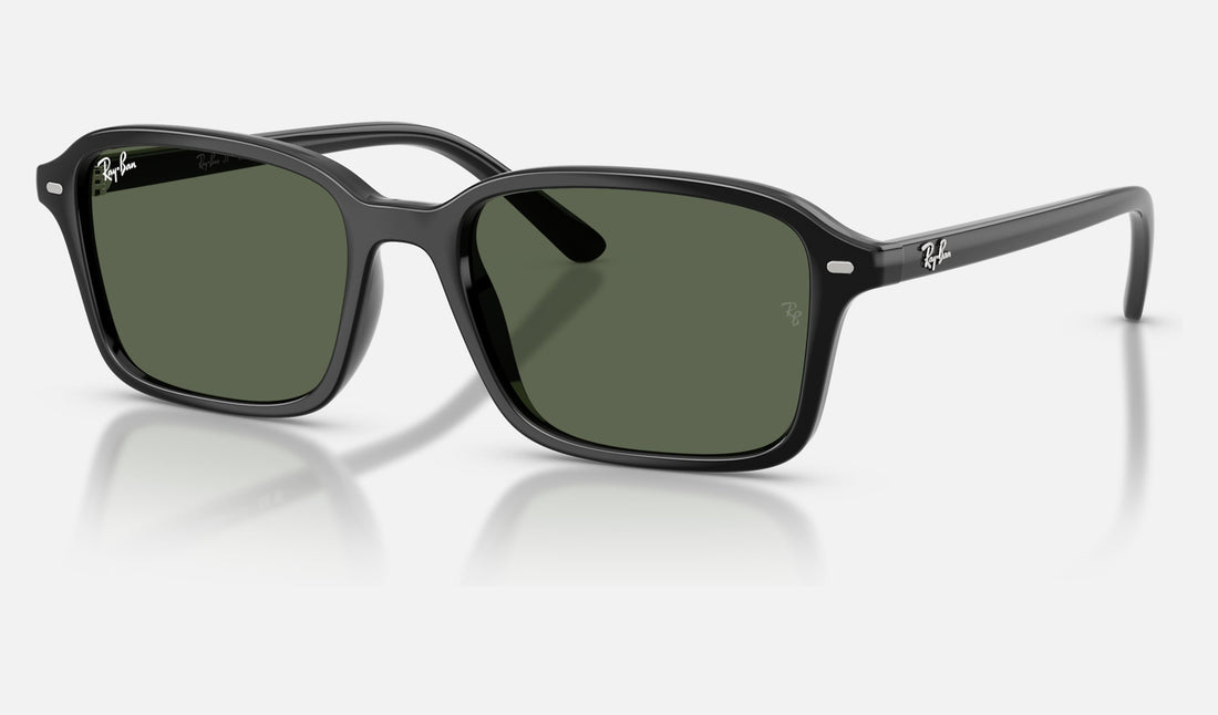 Ray-Ban Junior RJ9131S — Black / Dark Green — quarter view
