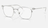 Ray-Ban New Clubmaster RX7216 — Transparent on Silver — quarter view