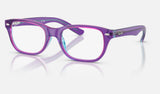 Ray-Ban Junior RY1555 — Transparent Violet & Light Blue — quarter view
