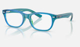 Ray-Ban Junior RY1555 — Transparent Blue & Green — quarter view