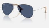 Ray-Ban Junior Junior Aviator RJ9506S — Silver / Dark Blue — quarter view